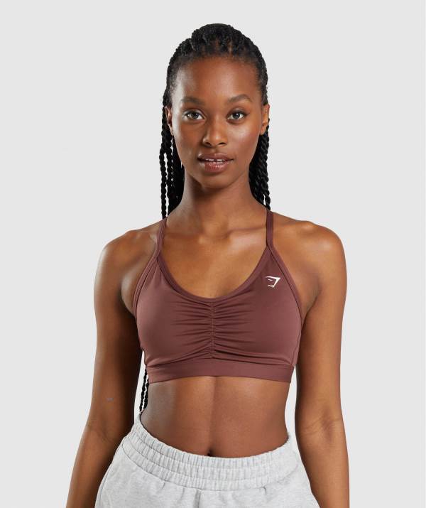 Damske Športové Podprsenky Gymshark Ruched Ruzove Hnede | QM5723849